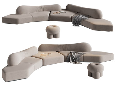 现代异形多人沙发 沙发凳子3d模型 现代异形多人沙发 沙发凳子