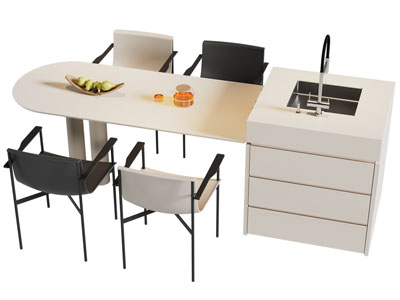 现代吧台餐桌椅组合