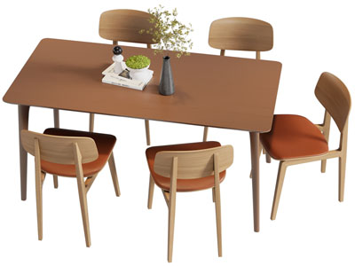 现代长方形餐桌椅组合