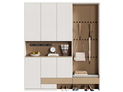 现代实木玄关装饰鞋柜