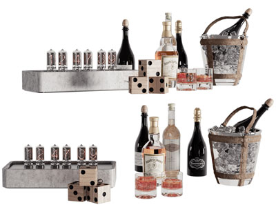 现代冰桶 红酒 香槟 摆件组合