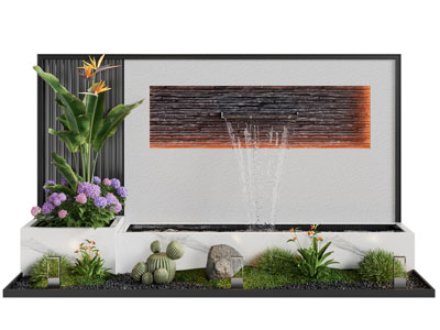 现代瀑布 花卉花草景观园艺小品