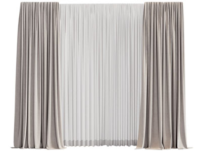 现代窗帘窗纱3d模型 现代窗帘窗纱