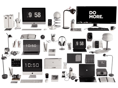 现代电脑 主机 台灯 音响 笔筒办公文具摆件组合3d模型 现代电脑 主机 台灯 音响 笔筒办公文具摆件组合