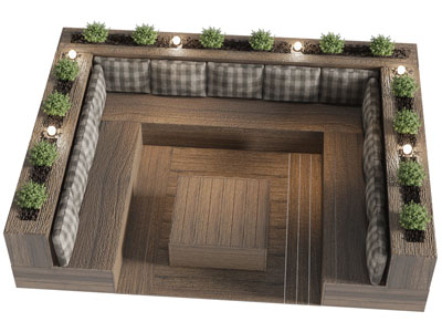 现代庭院景观植物卡座多人沙发3d模型 现代庭院景观植物卡座多人沙发