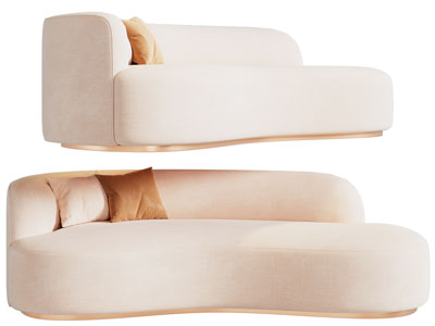 现代轻奢弧形多人沙发3d模型 现代轻奢弧形多人沙发