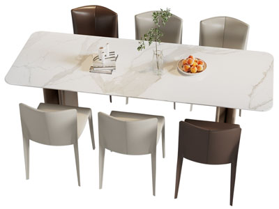 现代大理石餐桌椅组合