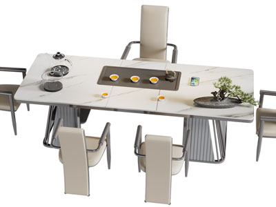 新中式大理石茶桌椅组合