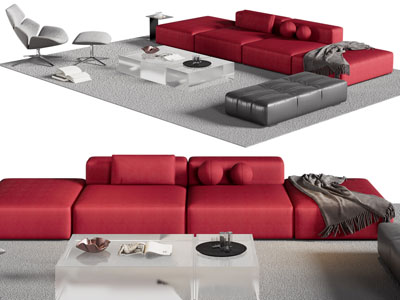 现代拼接多人沙发 休闲椅子和茶几组合