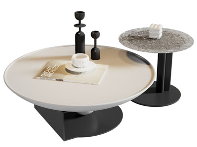 现代圆形茶几边几3d模型 现代圆形茶几边几