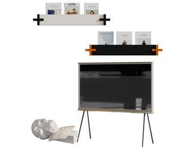 现代支架电视机 墙面书刊收纳架3d模型 现代支架电视机 墙面书刊收纳架