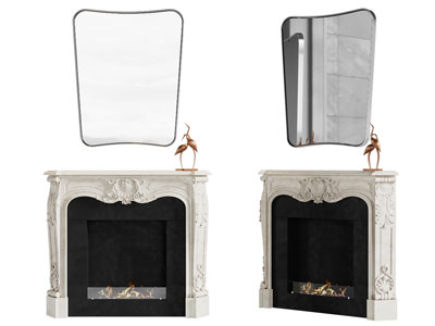 欧式雕花壁炉火炉 镜子