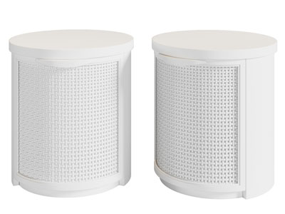 侘寂风编织椭圆形床头柜