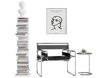 现代休闲椅子 边几 书架