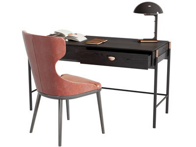 法式书桌椅组合3d模型 法式书桌椅组合