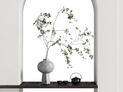 现代陶艺花瓶花卉 茶壶杯子