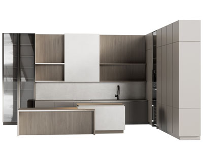 现代整体橱柜 厨房中岛