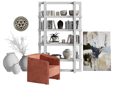 现代休闲椅子 地画 书柜