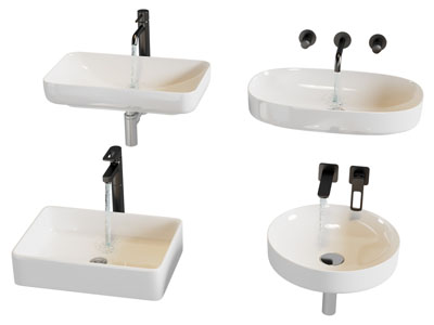 现代陶瓷洗手盆 水龙头