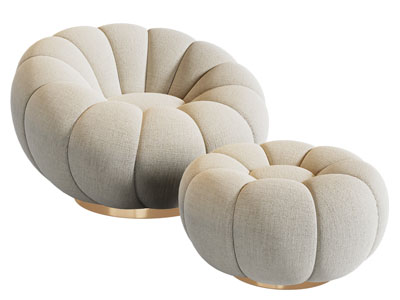 现代轻奢单人沙发 脚踏