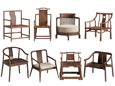 新中式扶手椅子 休闲椅子