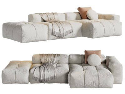 现代拼接布艺多人沙发3d模型 现代拼接布艺多人沙发