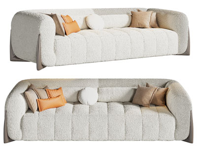 现代奶油风多人沙发3d模型 现代奶油风多人沙发