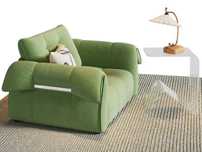 现代单人沙发 边几 台灯