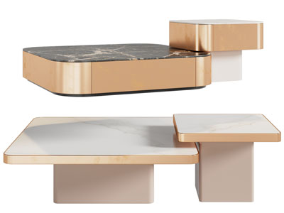 现代方形拼接茶几 边几3d模型 现代方形拼接茶几 边几