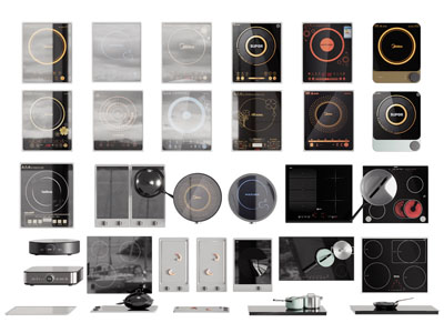 现代电磁炉 锅具 厨房电器3d模型 现代电磁炉 锅具 厨房电器