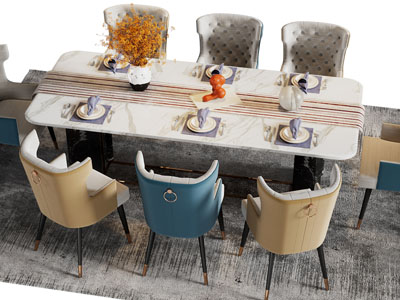 现代轻奢餐桌椅组合