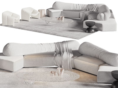 现代弧形布艺多人沙发3d模型 现代弧形布艺多人沙发