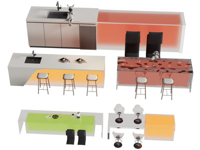 现代厨房中岛吧台吧椅