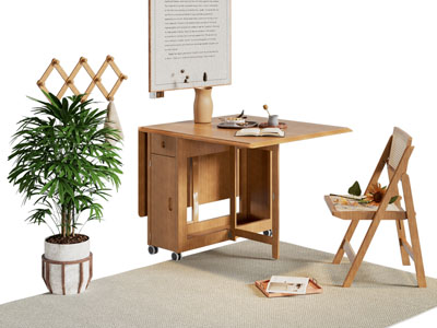 现代可折叠实木餐桌椅组合