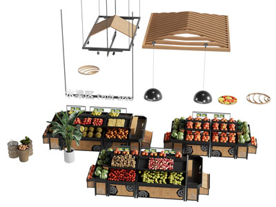 现代超市生鲜水果蔬菜展柜 摆台 货架