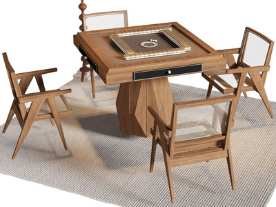 现代中古风方形娱乐桌椅组合