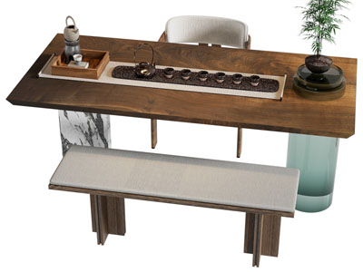 现代实木茶桌椅组合