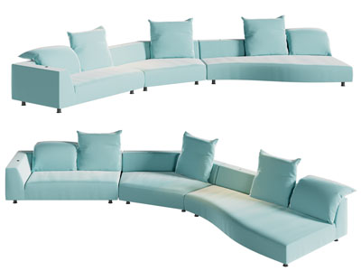 现代弧形多人沙发3d模型 现代弧形多人沙发