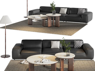 现代多人沙发 茶几组合3d模型 现代多人沙发 茶几组合