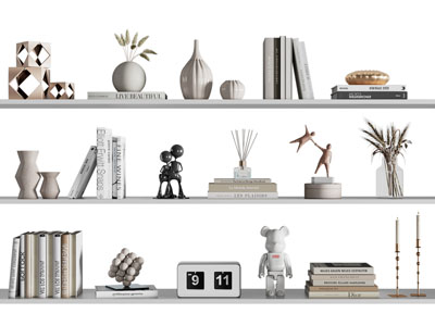 现代书本 陶瓷花瓶花卉 摆件组合