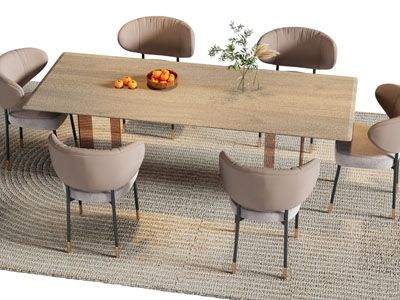 现代长方形餐桌椅组合