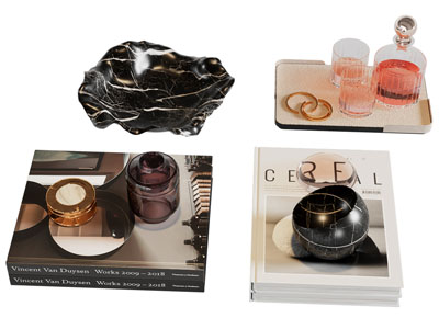 现代茶具杯子 烟灰缸 香薰摆件组合