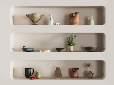 侘寂风陶艺器皿摆件组合