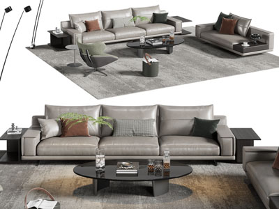 现代多人沙发 贵妃椅 休闲椅子和茶几组合