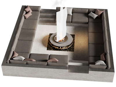 现代庭院多人沙发 篝火3d模型 现代庭院多人沙发 篝火