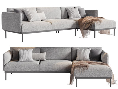 现代转角多人沙发3d模型 现代转角多人沙发