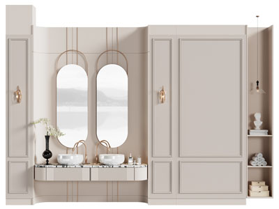 现代轻奢洗手台 镜子 浴室柜