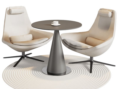 现代休闲椅子 边几