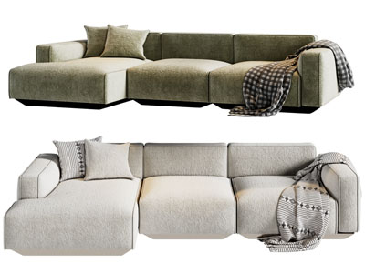 现代转角多人沙发3d模型 现代转角多人沙发