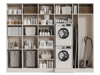 现代阳台洗衣机储物收纳柜 家政柜